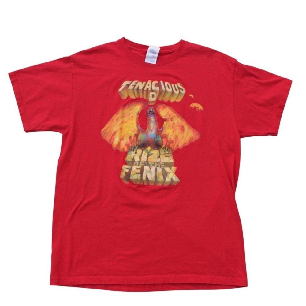 Tenacious D Rize of the Fenix T Shirt Mens L Red Band Tee Jack Black Rock